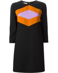 Черное платье прямого кроя с принтом от Marni
