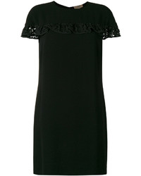 Черное платье прямого кроя с рюшами от Burberry
