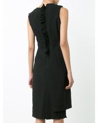 Черное платье прямого кроя с рюшами от Comme des Garcons