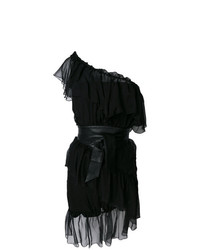 Черное платье прямого кроя с рюшами от Federica Tosi