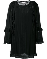 Черное платье прямого кроя с рюшами от IRO