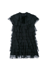 Черное платье прямого кроя с рюшами от Macgraw