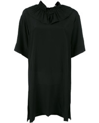 Черное платье прямого кроя с рюшами от Marni
