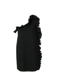 Черное платье прямого кроя с рюшами от MSGM