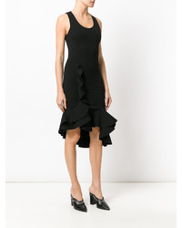 Черное платье прямого кроя с рюшами от Givenchy