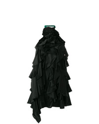 Черное платье прямого кроя с рюшами от Saint Laurent