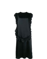 Черное платье прямого кроя с рюшами от Simone Rocha