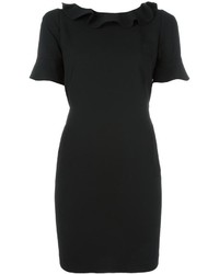 Черное платье прямого кроя с рюшами от Twin-Set