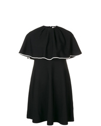 Черное платье прямого кроя с рюшами от Valentino