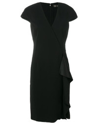 Черное платье прямого кроя с рюшами от Versace