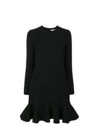 Черное платье прямого кроя с рюшами от Victoria Victoria Beckham