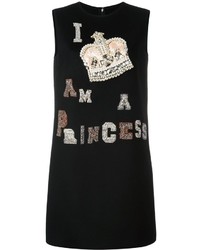 Черное платье прямого кроя с украшением от Dolce & Gabbana
