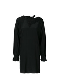 Черное платье прямого кроя с украшением от Giacobino