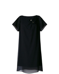 Черное платье прямого кроя с украшением от Lanvin