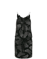 Черное платье прямого кроя с украшением от Saint Laurent