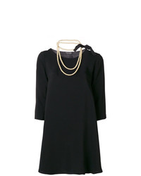 Черное платье прямого кроя с украшением от Twin-Set