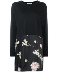 Черное платье прямого кроя с цветочным принтом от Blumarine