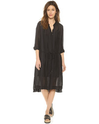 Черное платье-рубашка в вертикальную полоску от DKNY