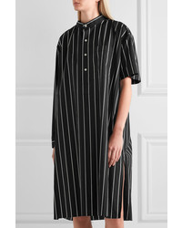 Черное платье-рубашка в вертикальную полоску от Balenciaga