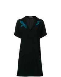 Черное платье-рубашка с вышивкой от Marco De Vincenzo