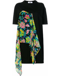 Черное платье-рубашка с цветочным принтом от MSGM