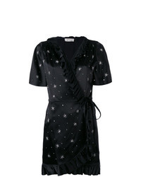 Черное платье с запахом из бисера