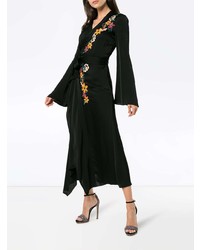 Черное платье с запахом с цветочным принтом от Etro