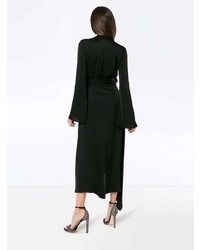 Черное платье с запахом с цветочным принтом от Etro