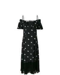 Черное платье с открытыми плечами с принтом от McQ Alexander McQueen