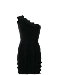 Черное платье с открытыми плечами с рюшами от David Koma
