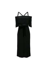 Черное платье с открытыми плечами от Marco De Vincenzo