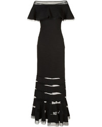 Черное платье с открытыми плечами от Tadashi Shoji