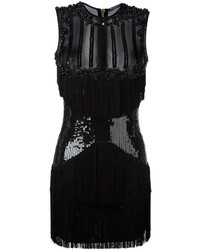Черное платье с пайетками с вышивкой от Balmain