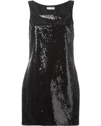 Черное платье с пайетками с украшением