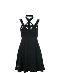 Черное платье с плиссированной юбкой с вырезом от Philipp Plein