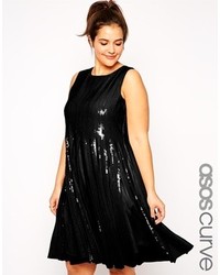 Черное платье с плиссированной юбкой с пайетками от Asos