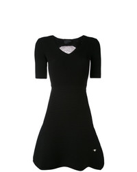 Черное платье с плиссированной юбкой от Philipp Plein