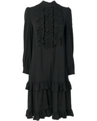 Черное платье с рюшами от Odeeh