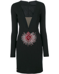 Черное платье с украшением от Philipp Plein