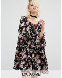 Черное платье с цветочным принтом от Reclaimed Vintage