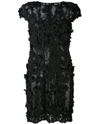 Черное платье с цветочным принтом от Talbot Runhof