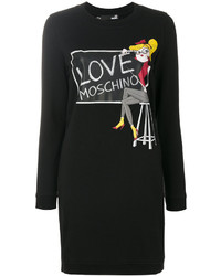 Черное платье-свитер с принтом от Love Moschino