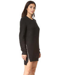 Черное платье-свитер с узором зигзаг от MCQ