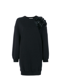 Черное платье-свитер с украшением от MSGM