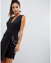 Черное платье-смокинг с украшением от Forever Unique