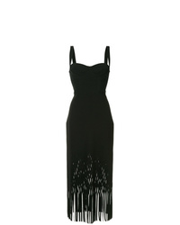 Черное платье-футляр c бахромой от Dion Lee