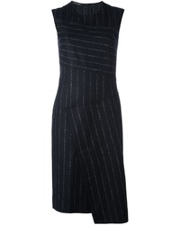 Черное платье-футляр в вертикальную полоску от Cédric Charlier