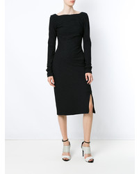 Черное платье-футляр в вертикальную полоску от Tufi Duek