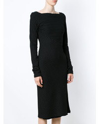 Черное платье-футляр в вертикальную полоску от Tufi Duek