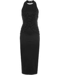 Черное платье-футляр из бисера